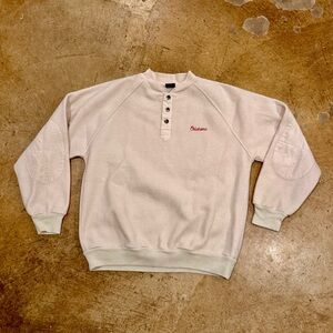Vintage 90s JANSPORT Fleece Henley Sweatshirt med Oklahoma Snap T  Elbow Patches